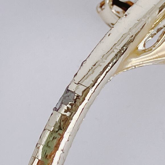 Vintage 50s 60s Gold Tone Flower Brooch Aurora Borealis Rhinestone Large Pin - Picture 9 of 12